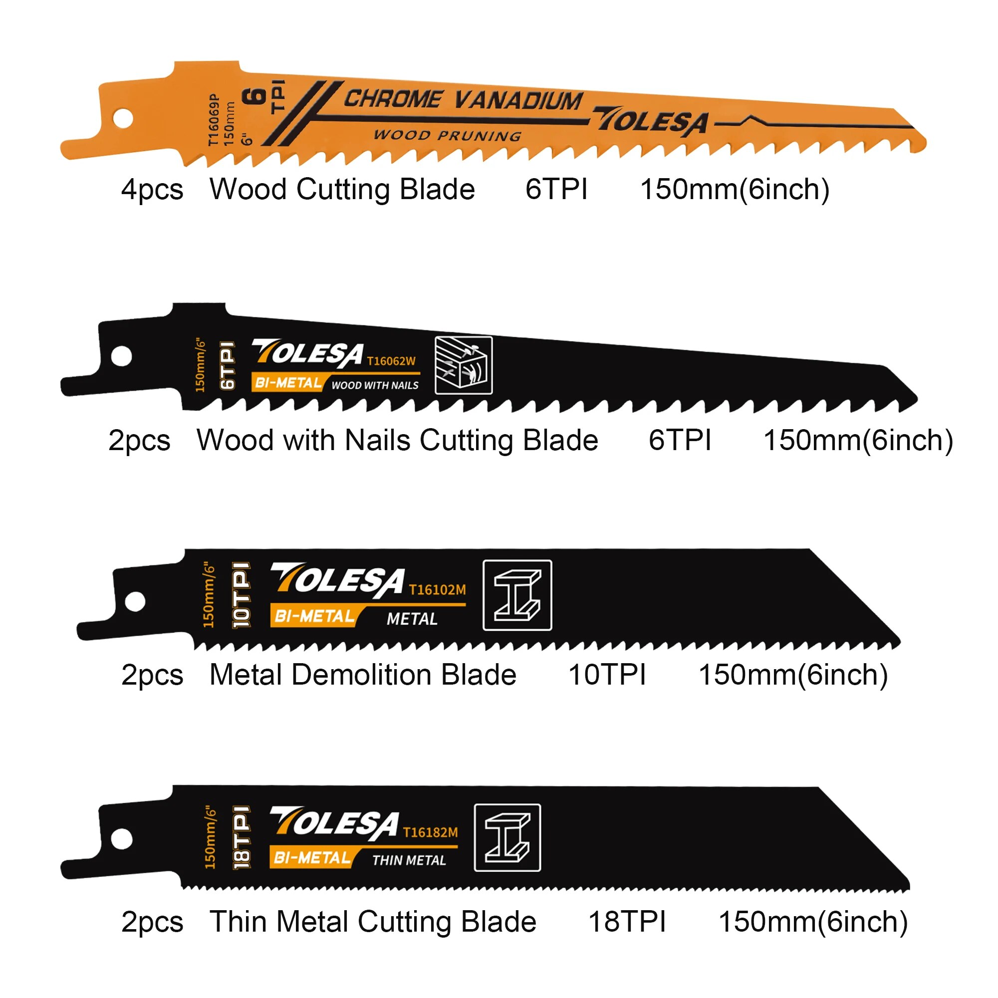 TOLESA 10 STKS Reciprozaagblad - Metal Saw Reciprocating recensie en prijs